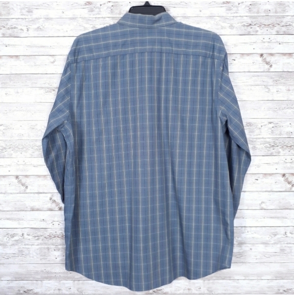 Eddie Bauer Shirt Mens XL Tall Slim Fit Long Sleeve Button Up Blue Plaid 244 - Picture 2 of 5